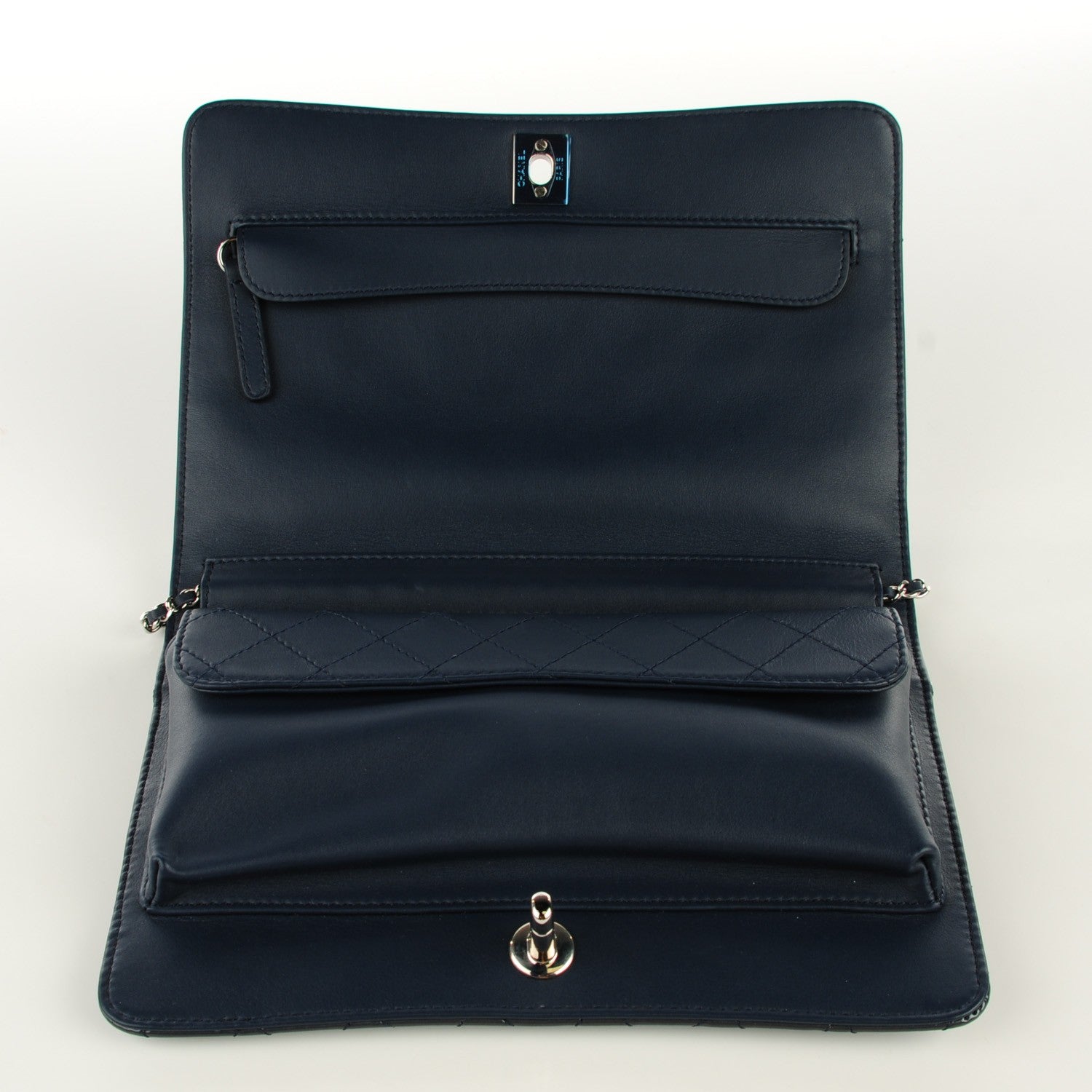 Chanel Patent Quilted Clutch Flap Dark Blue 5 of 8