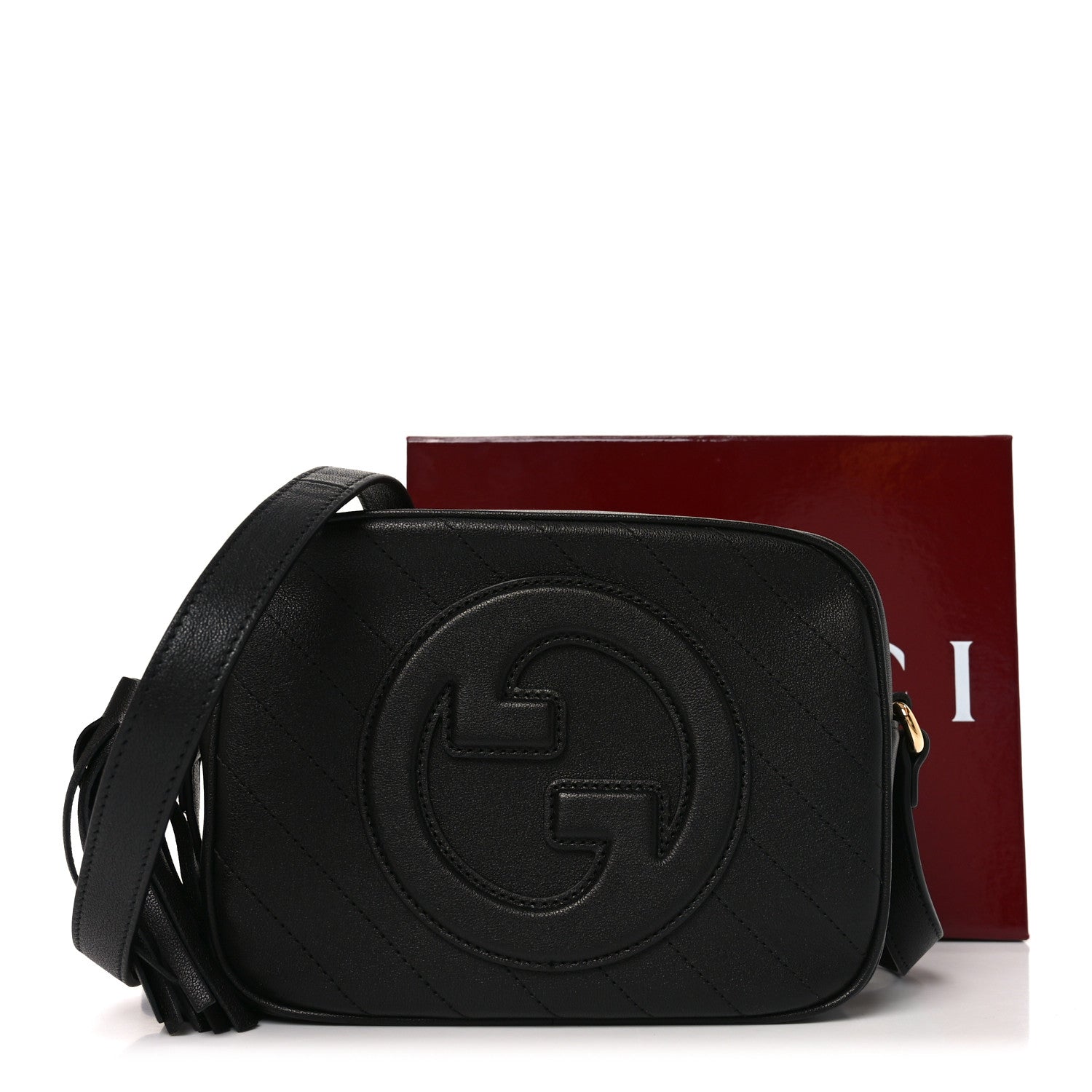 Gucci Sakai Be Green Calfskin Diagonal Stitched Small Blondie Shoulder Bag Black 11 of 11