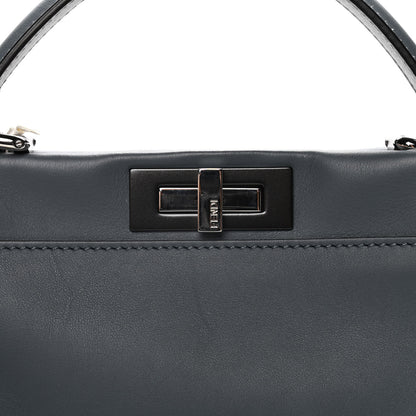 Fendi Vitello Seta Shiny Nappa Medium Peekaboo Iconic Satchel Tempesta Grigio Perla 9 of 13