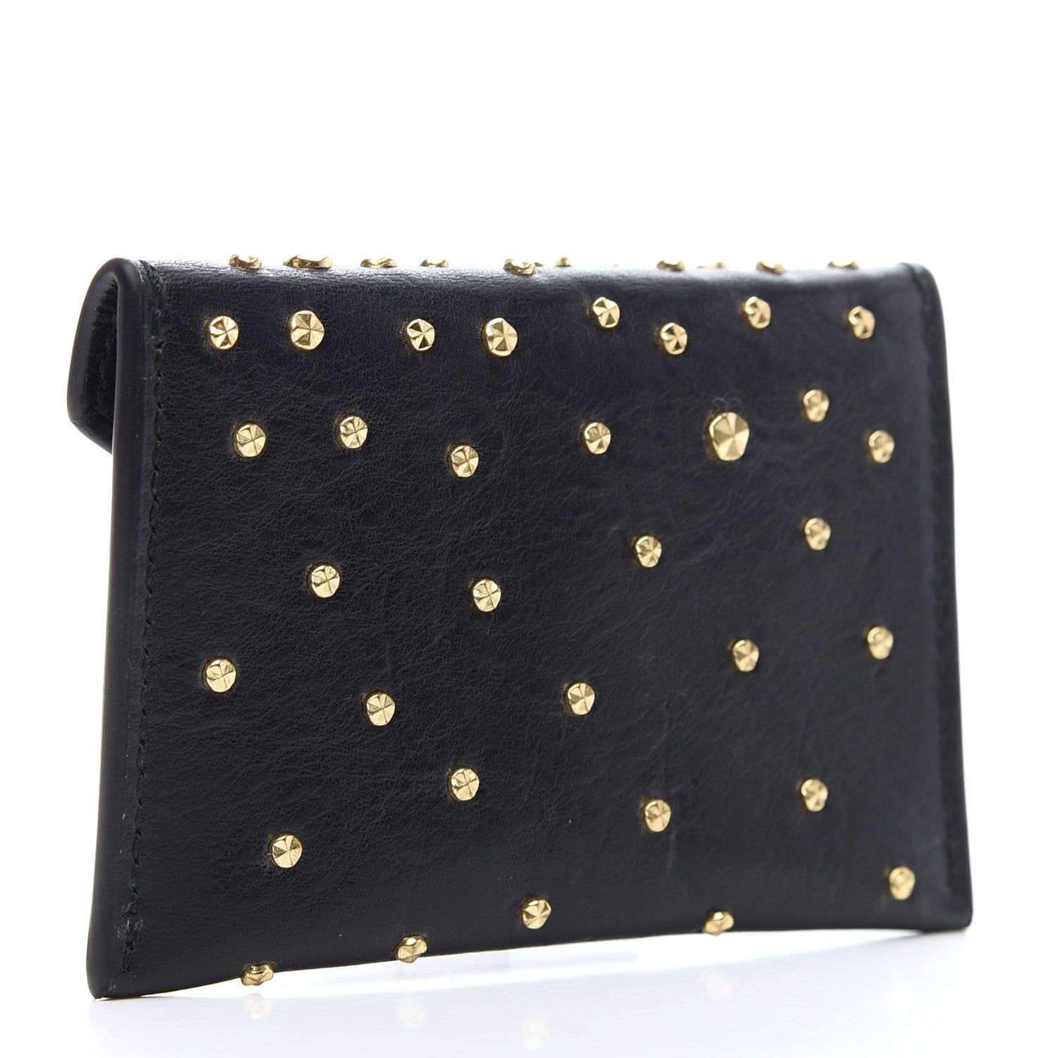 Alexander McQueen Calfskin Studded Skull Envelope Card Holder Black 3 of 6