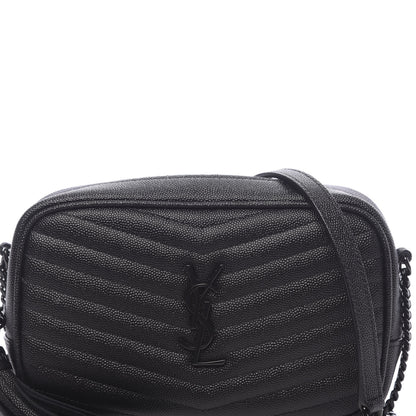 Saint Laurent Grain De Poudre Matelasse Monogram Mini Lou Camera Bag Black 11 of 12