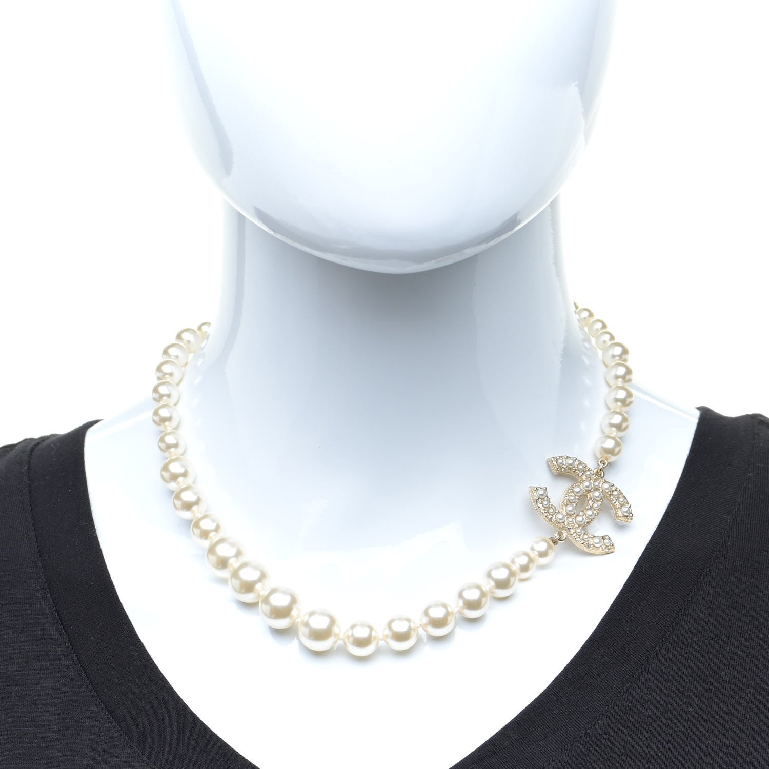 Chanel Pearl CC 100th Anniversary Necklace Light Gold 2 of 7