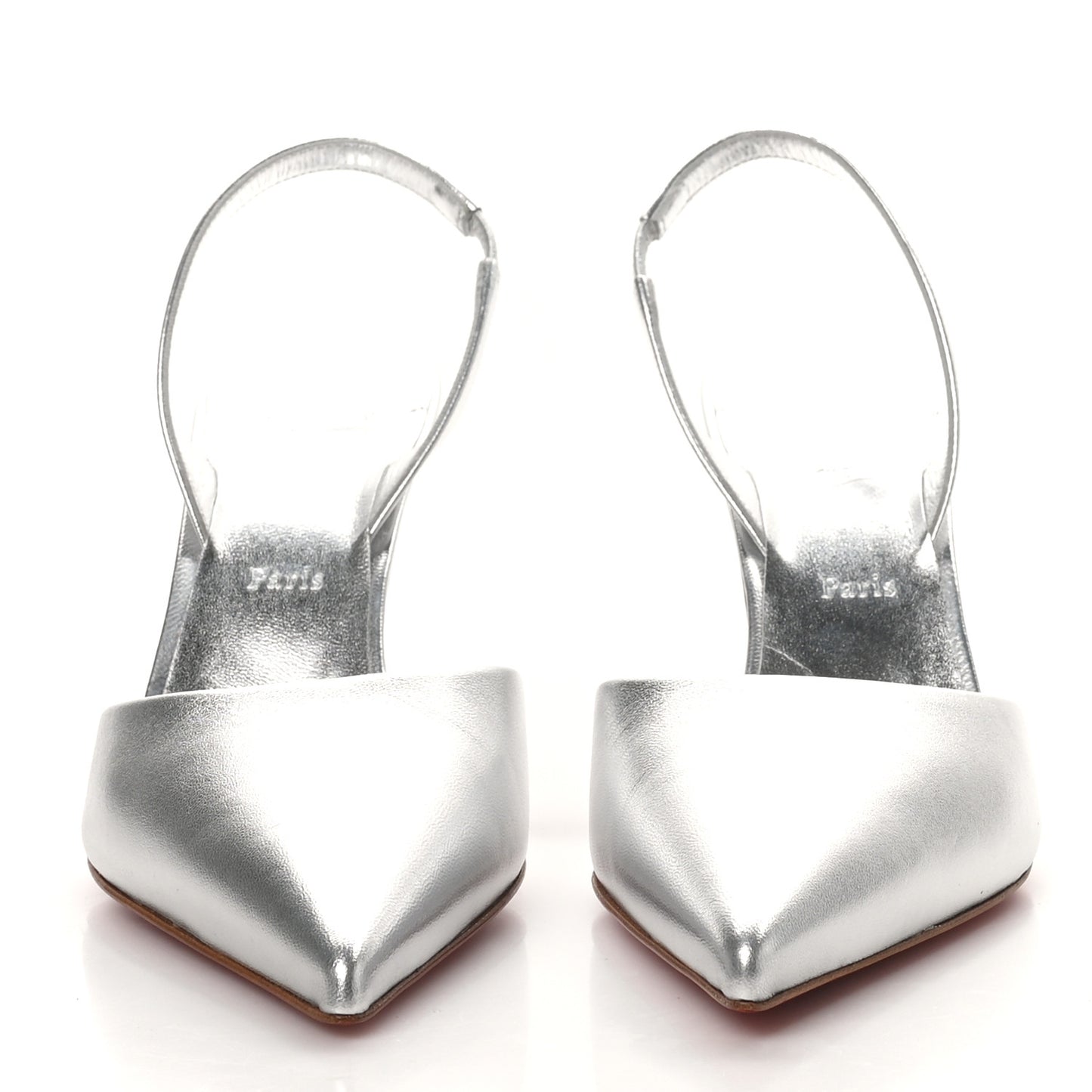 Laminated Calfskin Kate Max O Slingback 100 Pumps 38 Silver