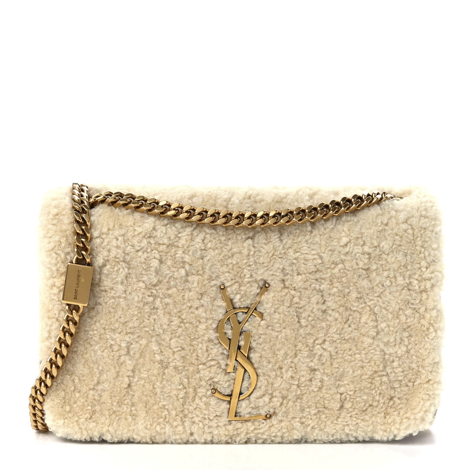 Saint Laurent Shearling Small Monogram Kate Satchel Beige 1 of 16