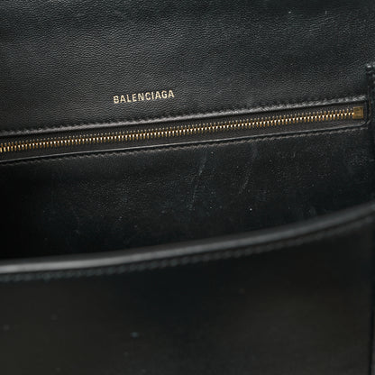 Balenciaga Shiny Box Calfskin Medium Hourglass Top Handle Bag Black 12 of 13