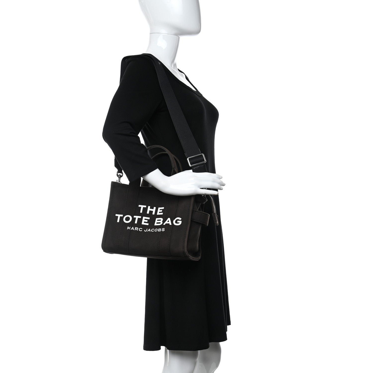 Marc Jacobs Cotton Canvas Mini The Traveler Tote Bag Black 2 of 11