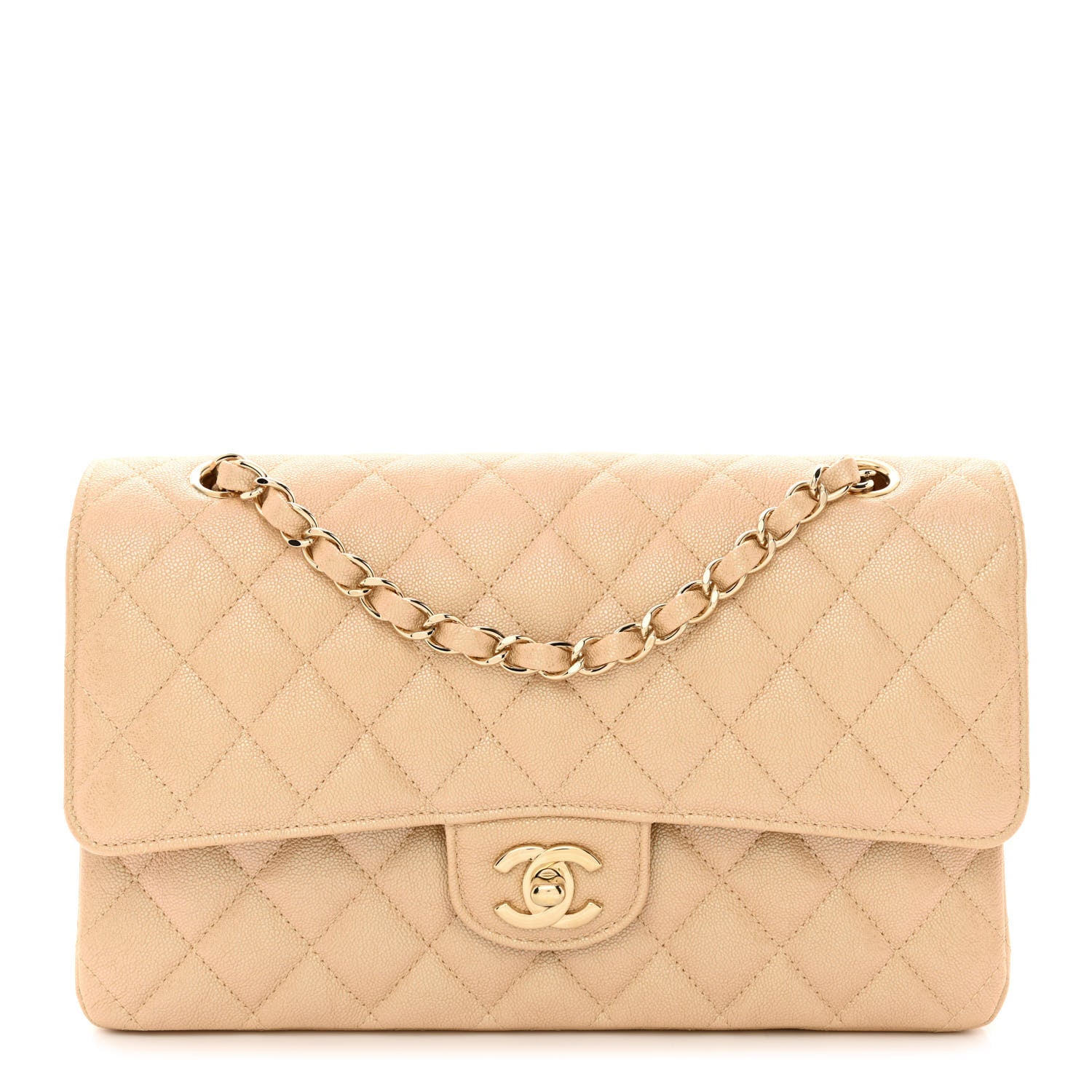 Chanel Iridescent Caviar Quilted Medium Double Flap Beige 1 of 11