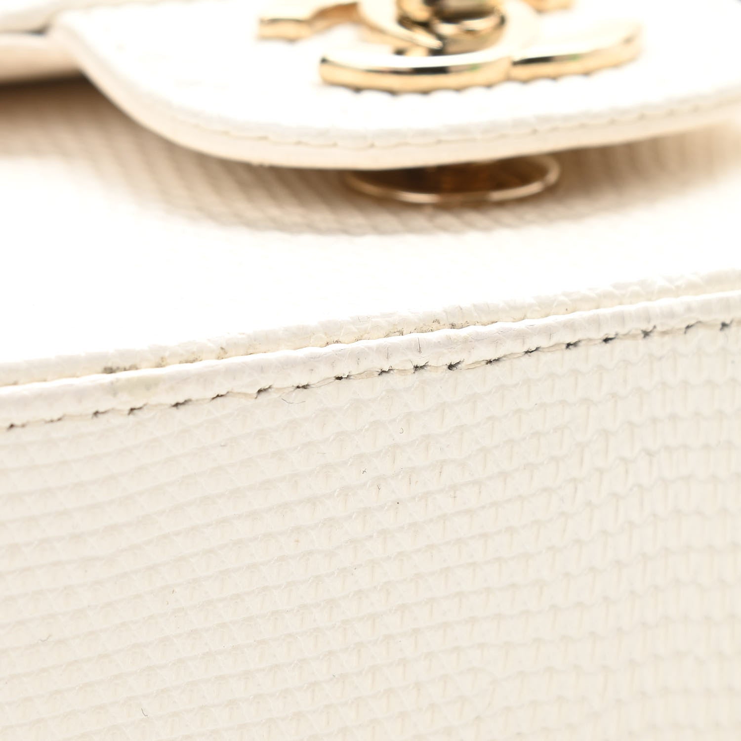 Chanel Lizard Mini Rectangular Flap White 10 of 10