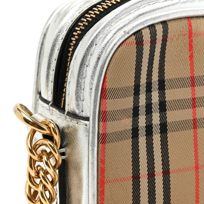 Burberry Smooth Calfskin 1983 Knight Check Link Camera Bag Silver 12 of 16