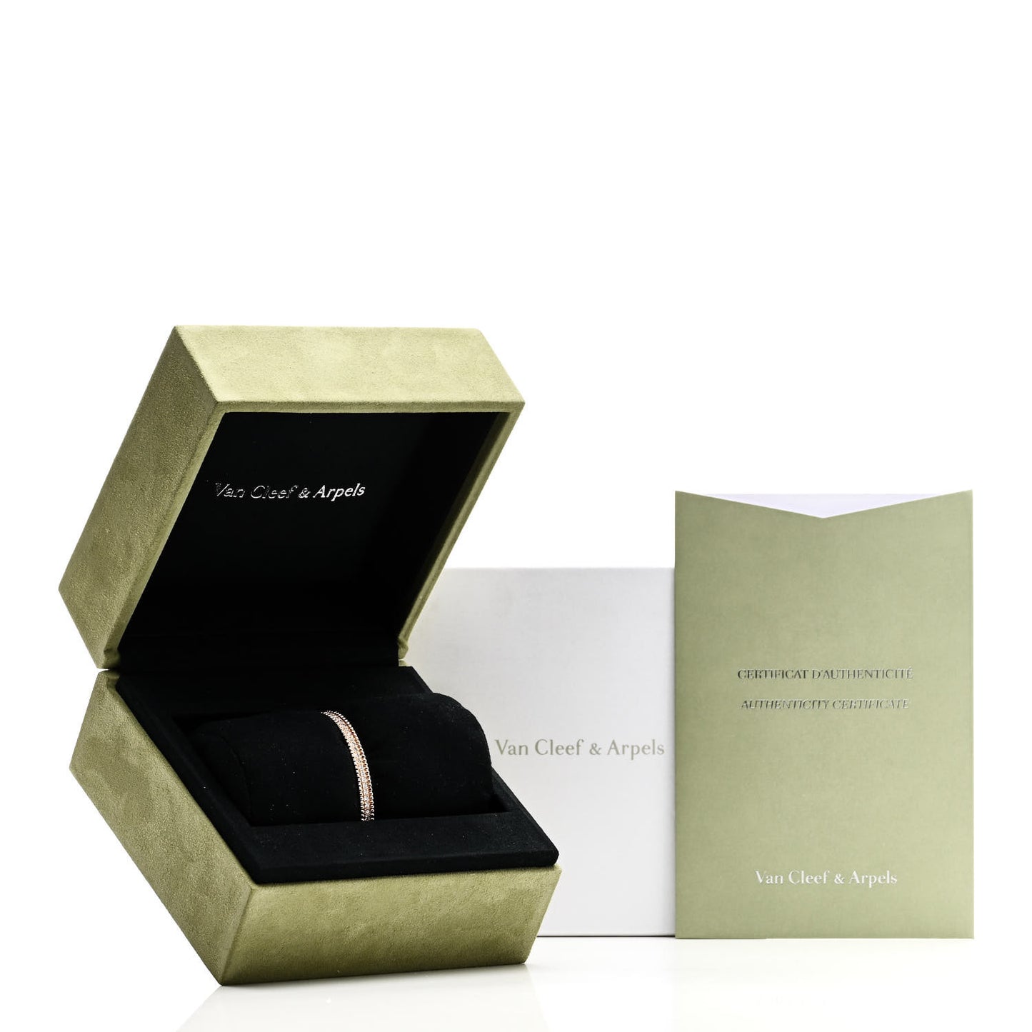 18K Rose Gold Diamond Perlee 1-Row Bangle Bracelet XS