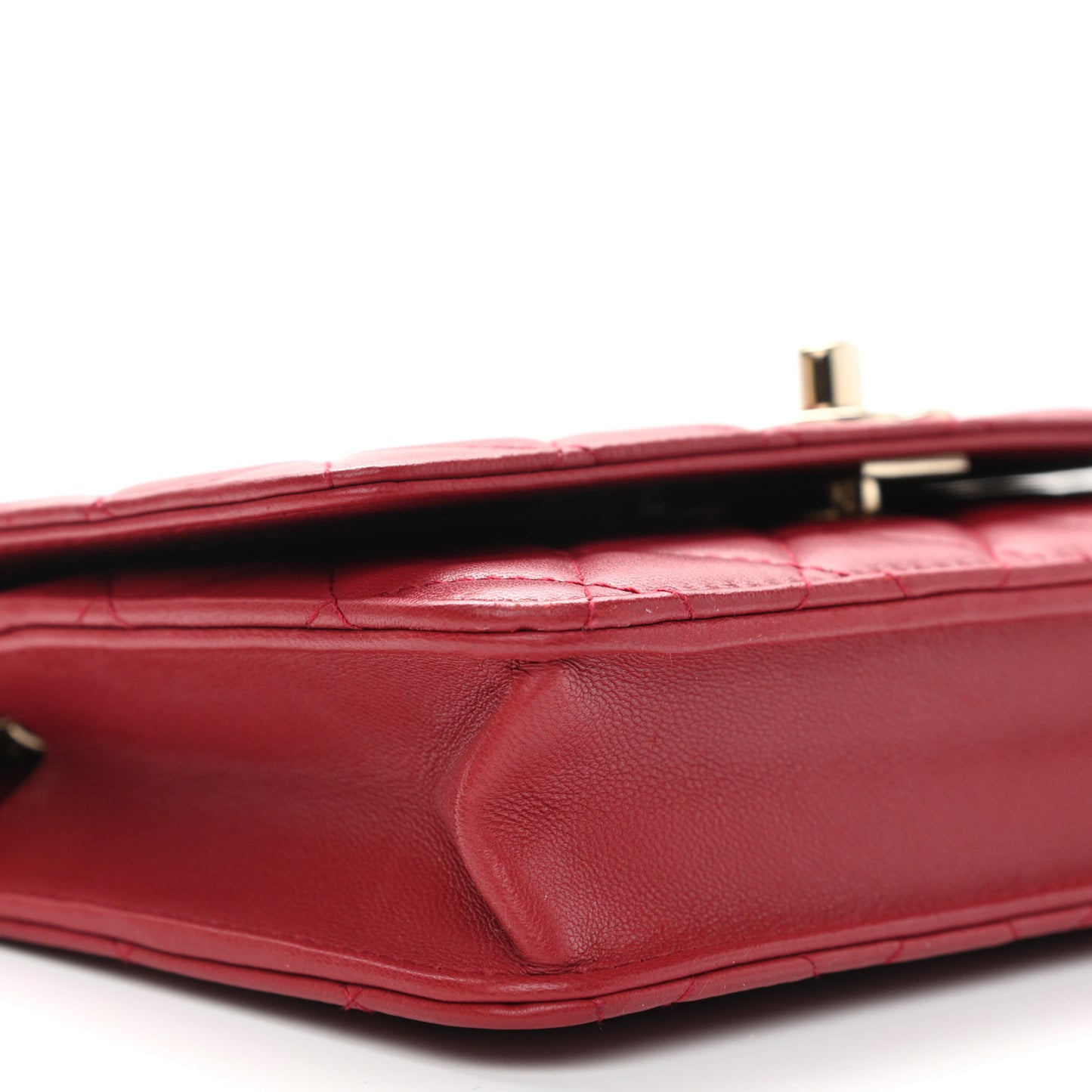 Lambskin Quilted Trendy CC Wallet On Chain WOC Red