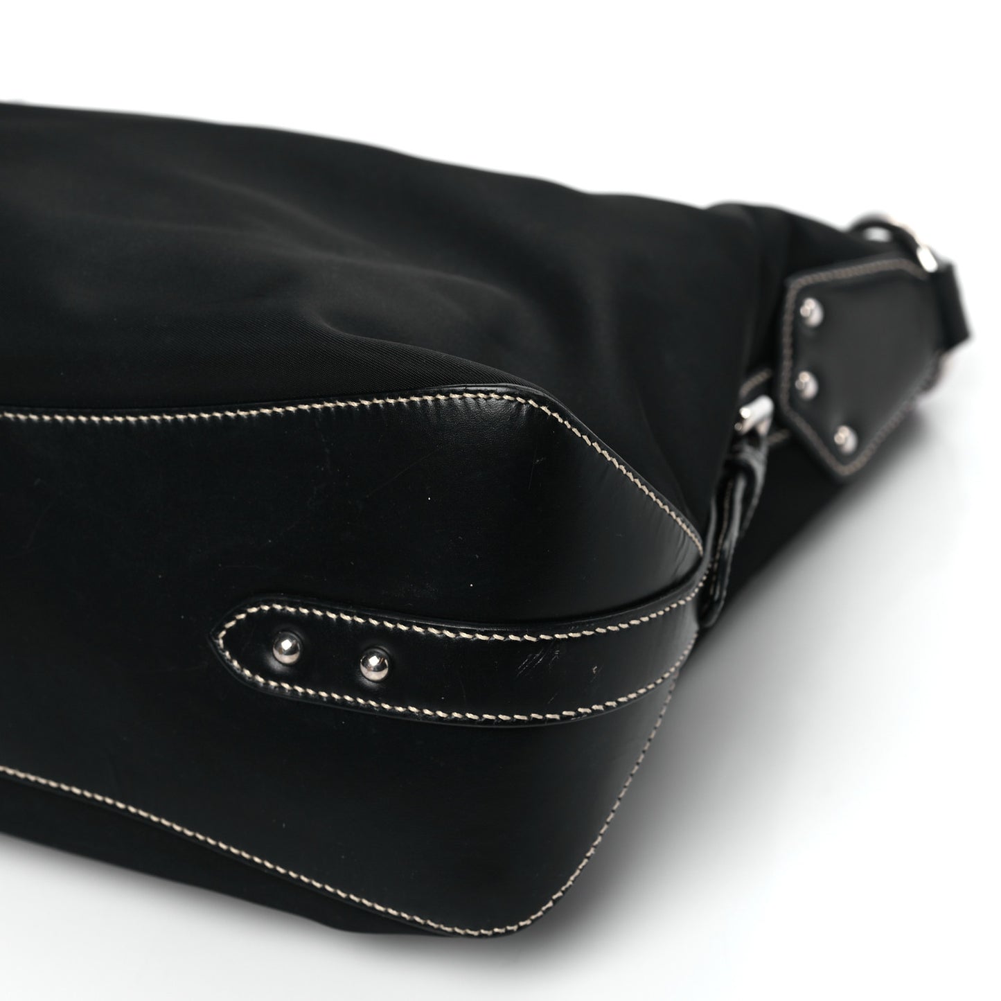 Tessuto Nylon Calfskin Hobo Black