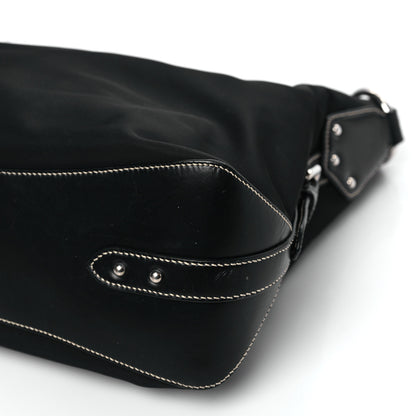 Prada Tessuto Nylon Calfskin Hobo Black 8 of 12