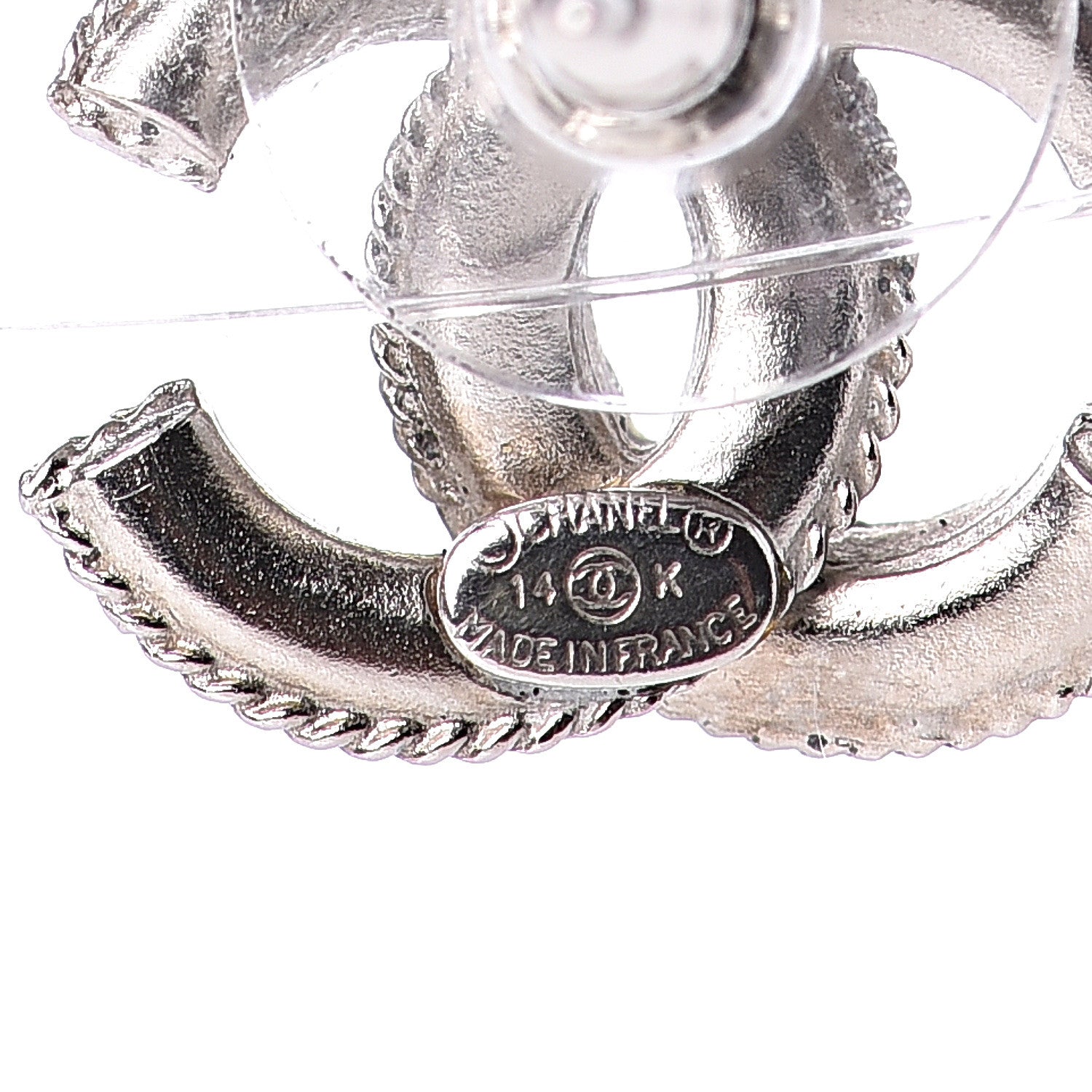 Chanel Baguette Crystal CC Earrings Silver 4 of 5