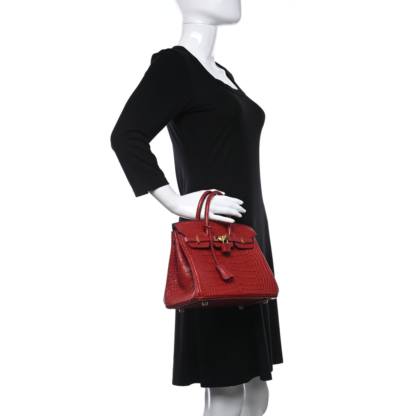 Matte Alligator Verso Birkin 25 Rouge H Orange Poppy