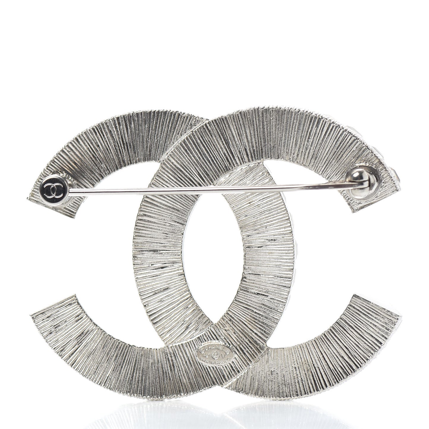 Baguette Crystal CC Brooch Silver