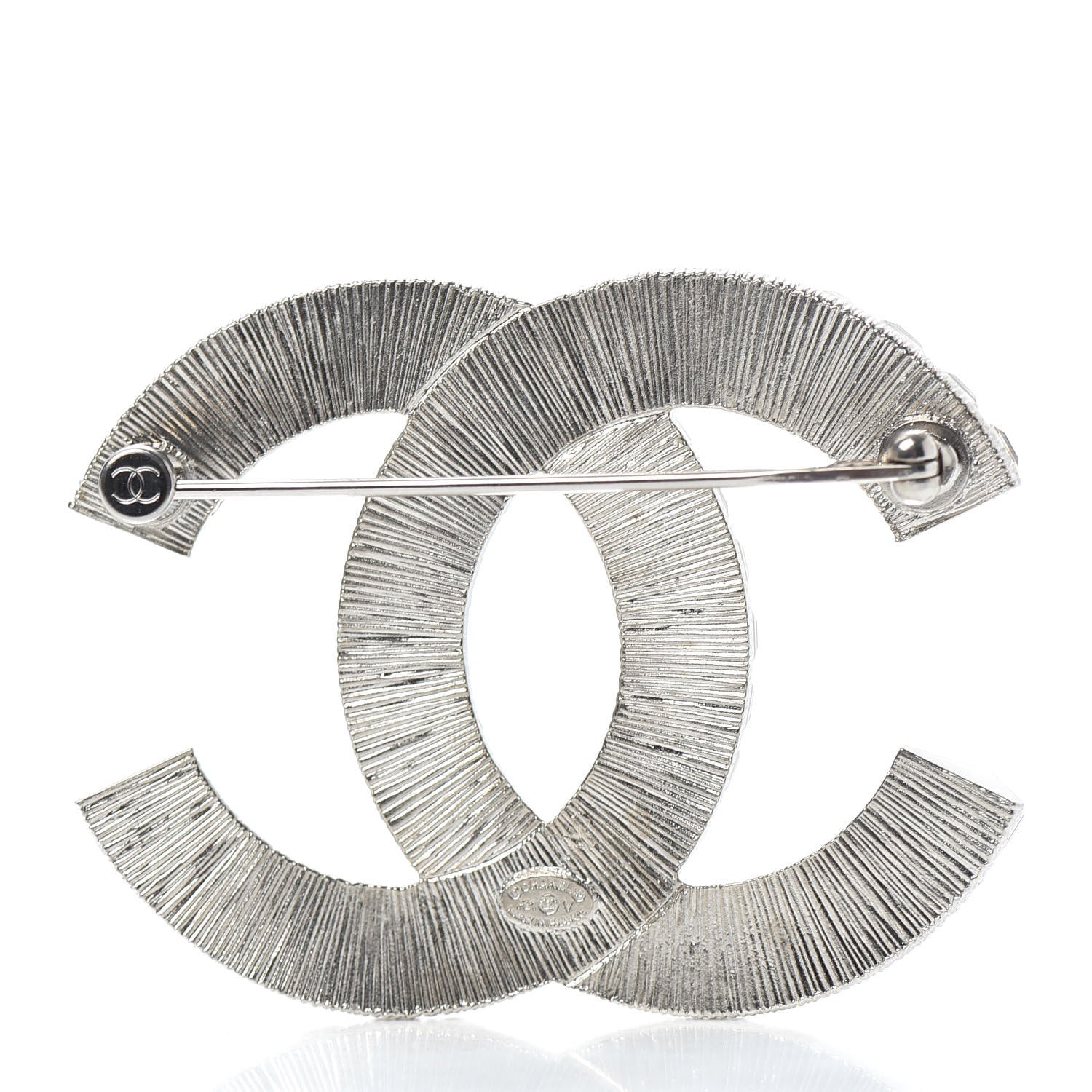 Chanel Baguette Crystal CC Brooch Silver 3 of 4