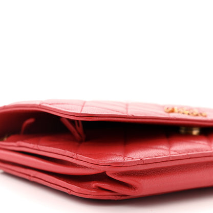 Chanel Lambskin Quilted Infinity Wallet On Chain WOC Red 10 of 11