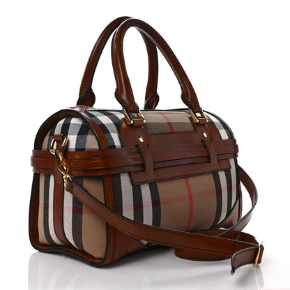 Burberry House Check Bridle Calfskin Medium Alchester Bowling Bag Dark Tan 3 of 10
