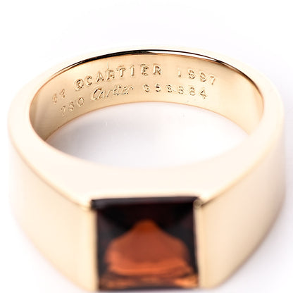 Cartier 18K Yellow Gold Orange Citrine Tank Ring 52 6 4 of 4