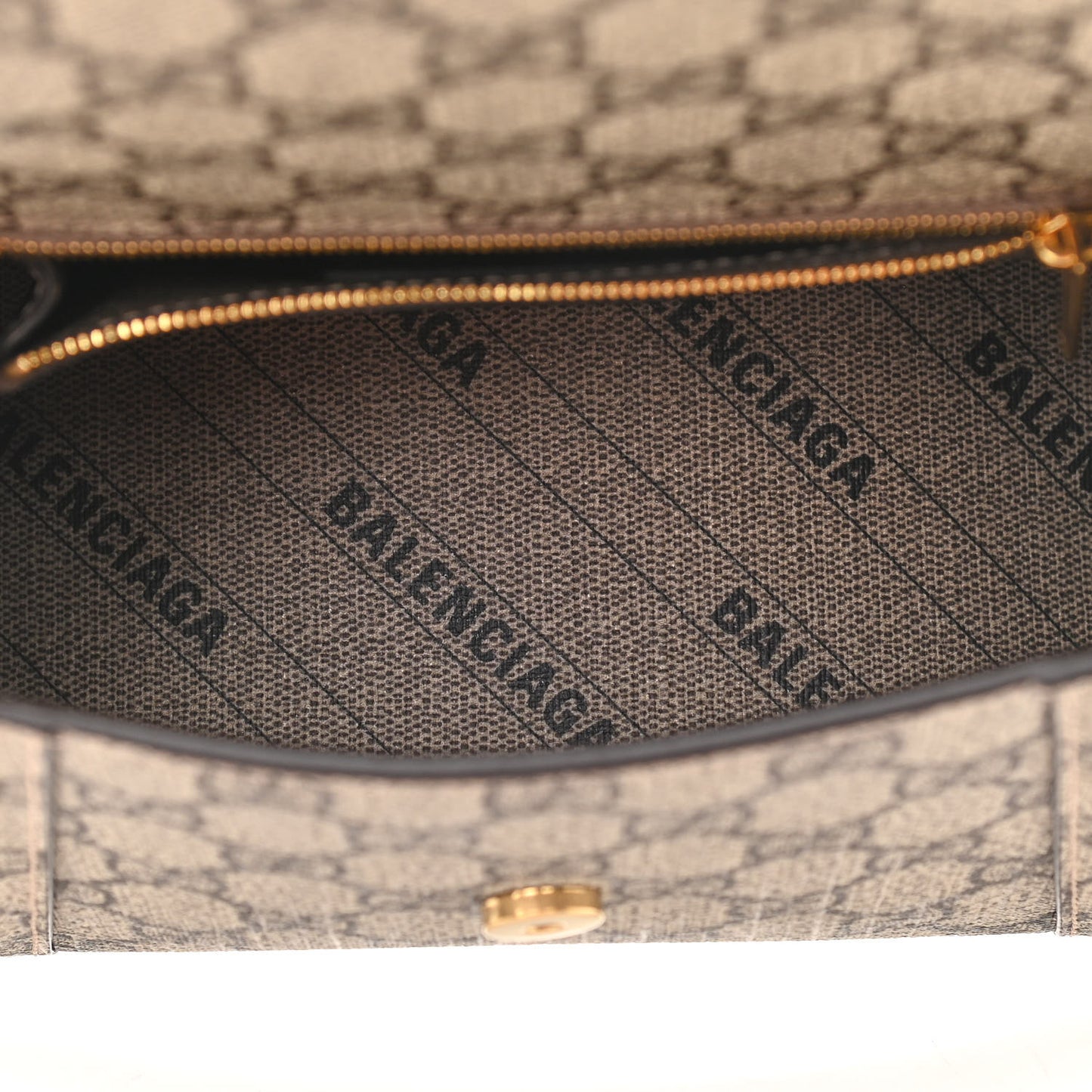 X GUCCI GG Supreme Monogram Small Hourglass Top Handle Bag Beige Ebony