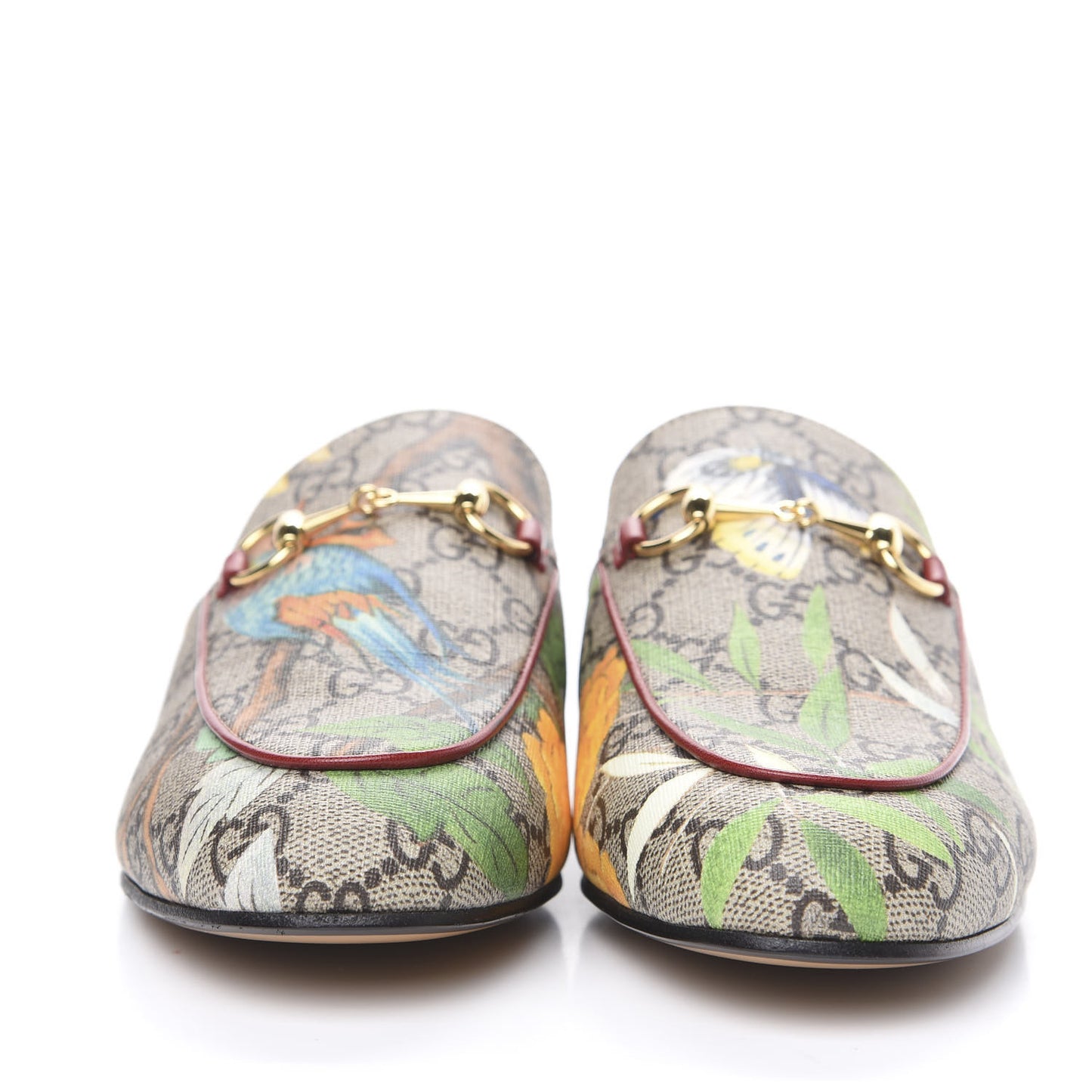 GG Supreme Monogram Tian Womens Princetown Slippers 36.5 Beige Ebony Multicolor