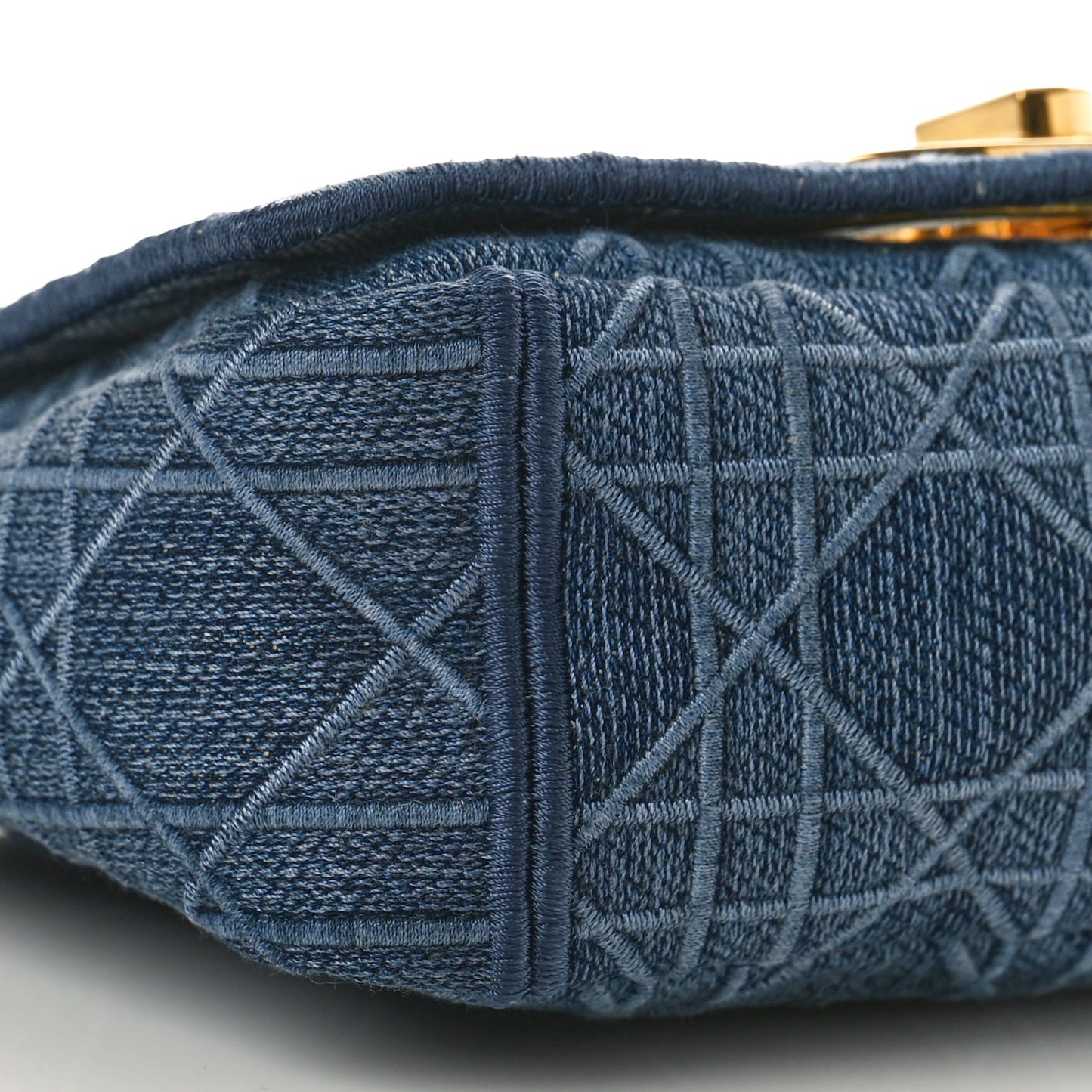 CHRISTIAN DIOR Denim Cannage Small Caro Bag Blue