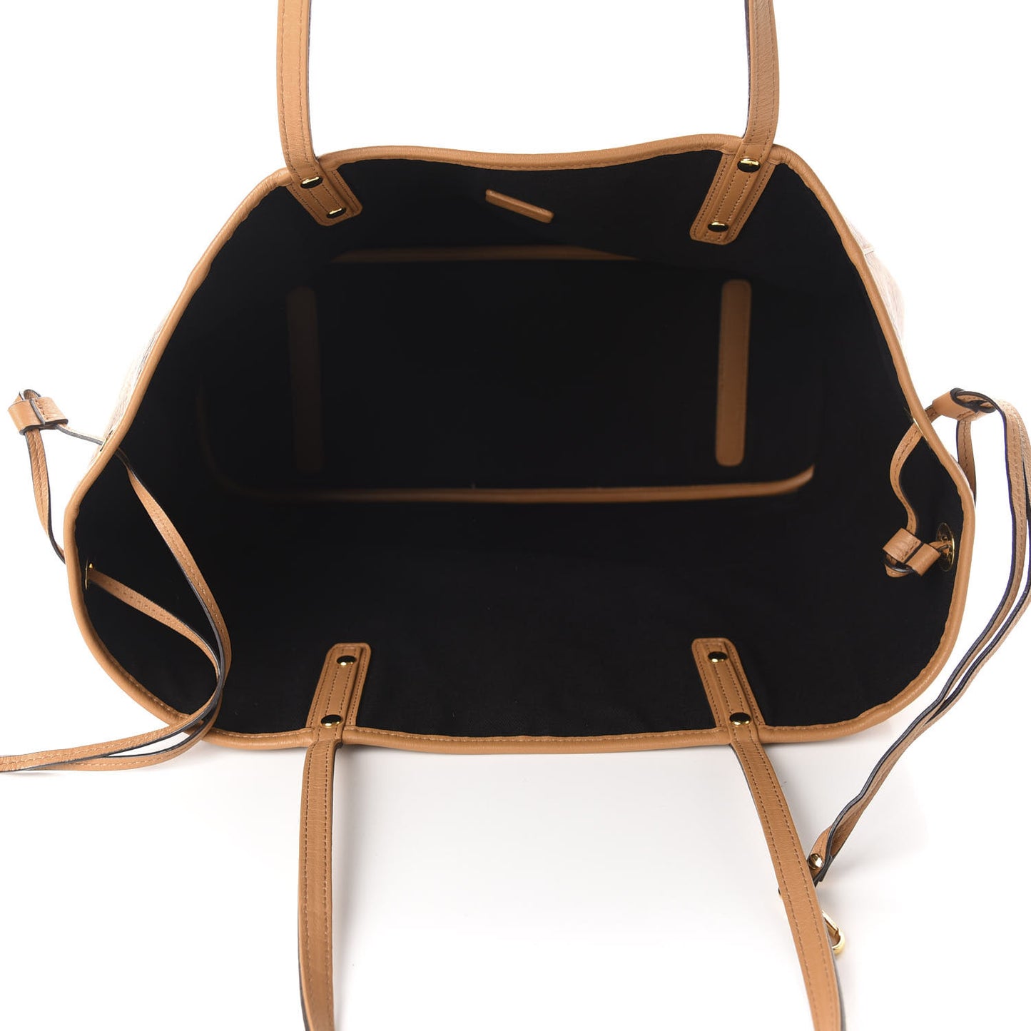 Striped Visetos Large Shopper Tote Cognac