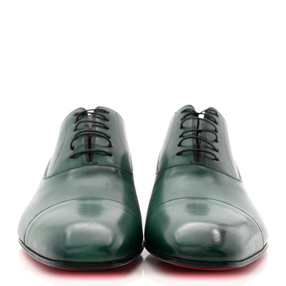 Christian Louboutin Calfskin Mens Surcity Flat Derby Oxford 45.5 Green 3 of 9