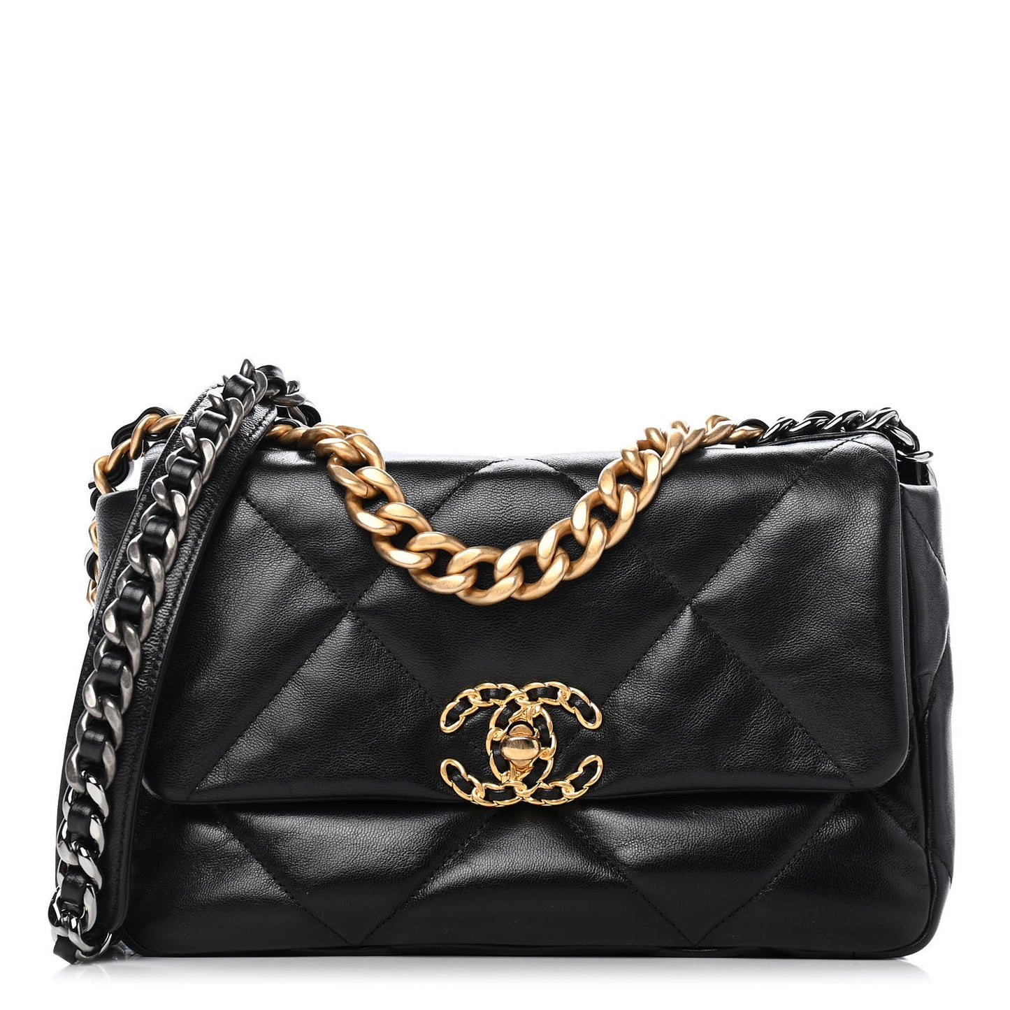Goatskin Quilted Medium Chanel 19 Flap Black
