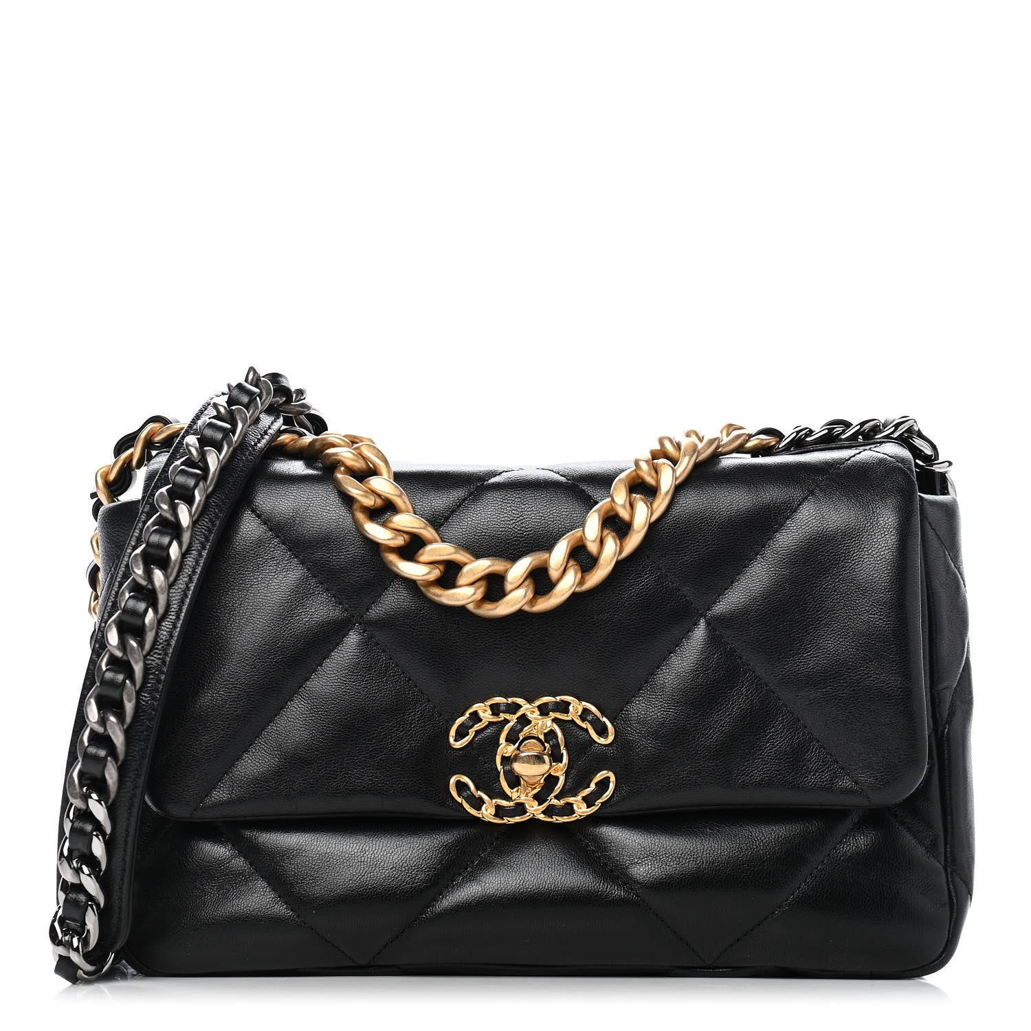 Chanel Goatskin Quilted Medium Chanel 19 Flap Black 1 of 10