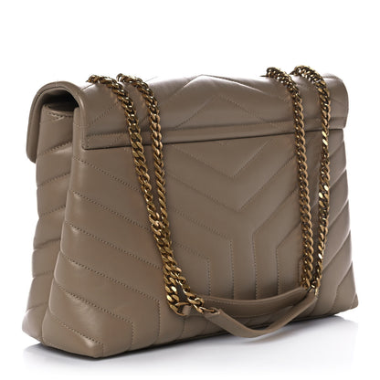 Saint Laurent Calfskin Y Quilted Monogram Medium Loulou Chain Satchel Taupe 3 of 10