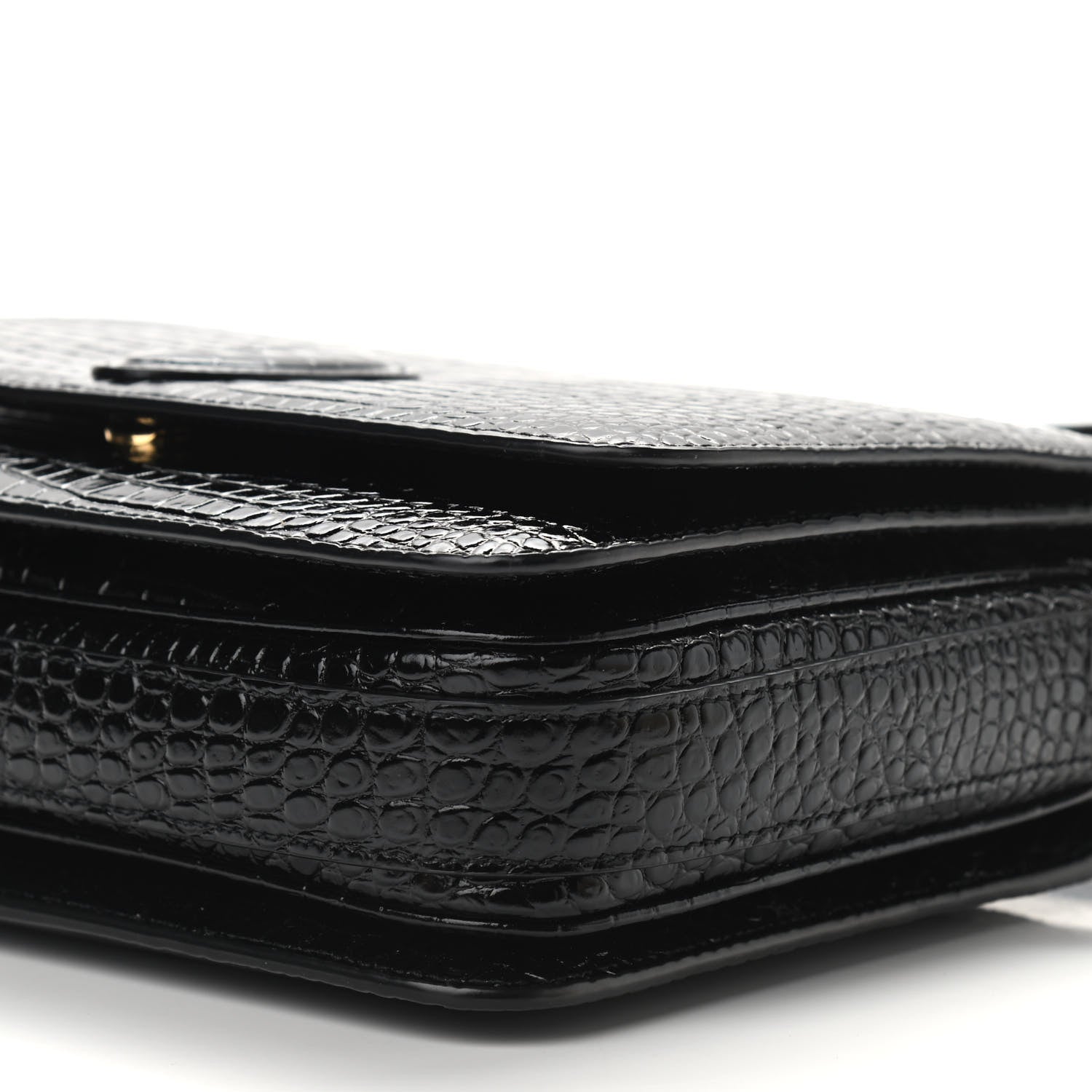 Saint Laurent Patent Crocodile Embossed Calfskin Le 61 Shoulder Bag Black 8 of 9