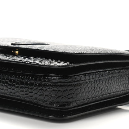 Saint Laurent Patent Crocodile Embossed Calfskin Le 61 Shoulder Bag Black 8 of 9