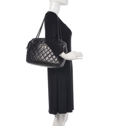 Chanel Metallic Aged Calfskin Quilted Large Reissue Camera Case Black 2 of 14