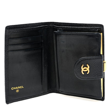 Chanel Caviar Diamond Stitched Compact French Wallet Black 5 of 7