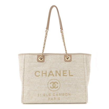 Chanel Lurex Boucle Small Deauville Tote Ivory 1 of 9
