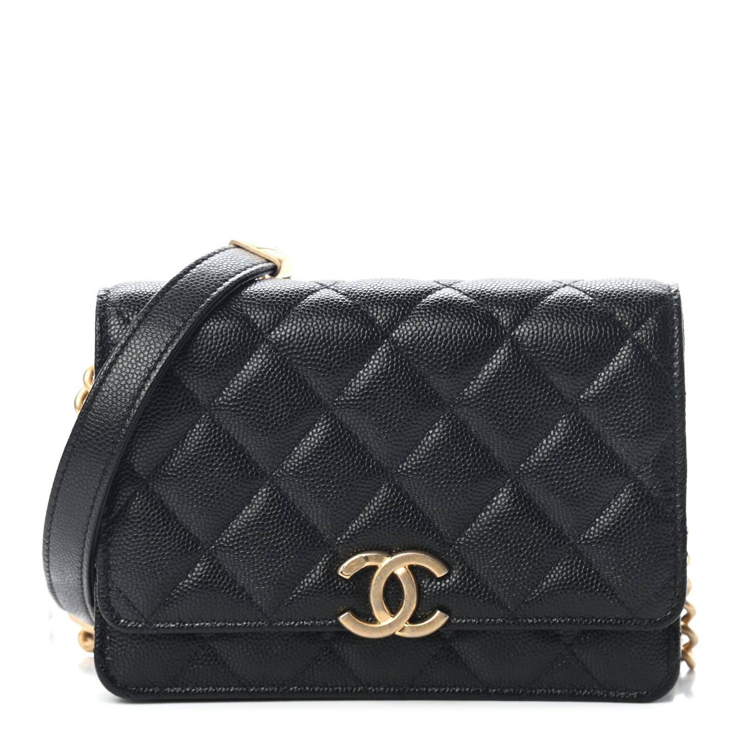 Caviar Quilted Mini Bracelet On Chain Wallet On Chain WOC Black
