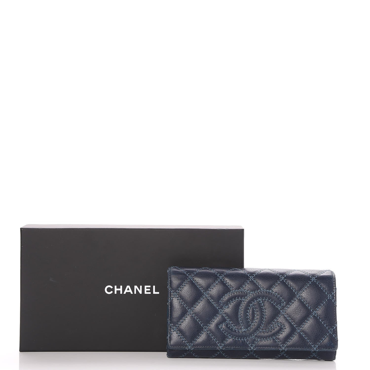 Chanel Calfskin Quilted Large Diamond CC Flap Wallet Navy 10 of 11