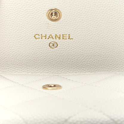 Chanel Caviar Quilted Chain CC Quilted Compact Flap Card Holder White 6 of 8