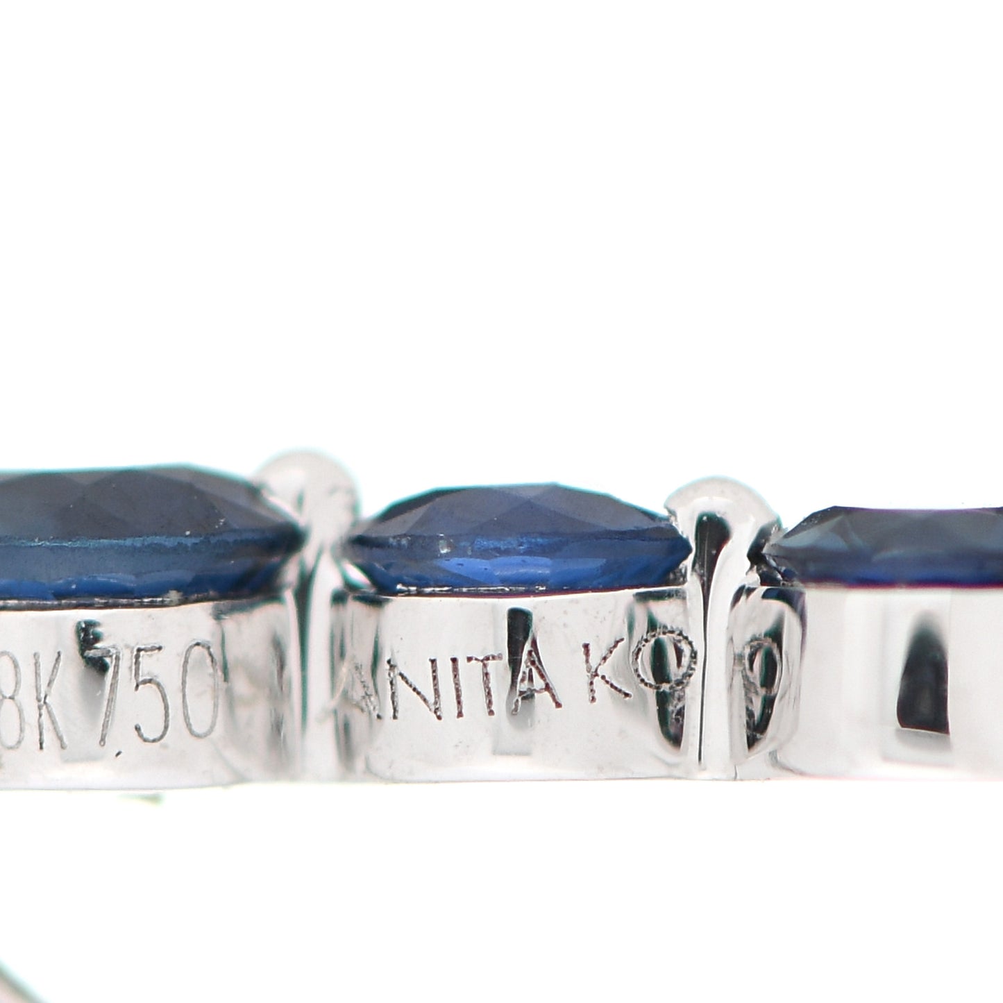 18K White Gold Diamond Blue Sapphire Floating Earring