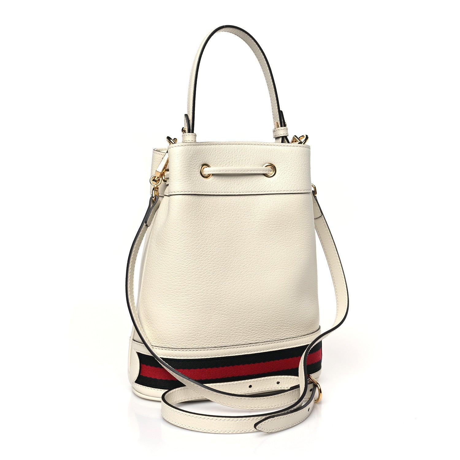 Gucci Glazed Textured Calfskin Web Small Ophidia Bucket Bag Mystic White 3 of 9
