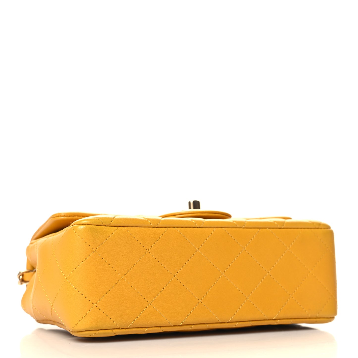Lambskin Quilted Mini Rectangular Flap Yellow
