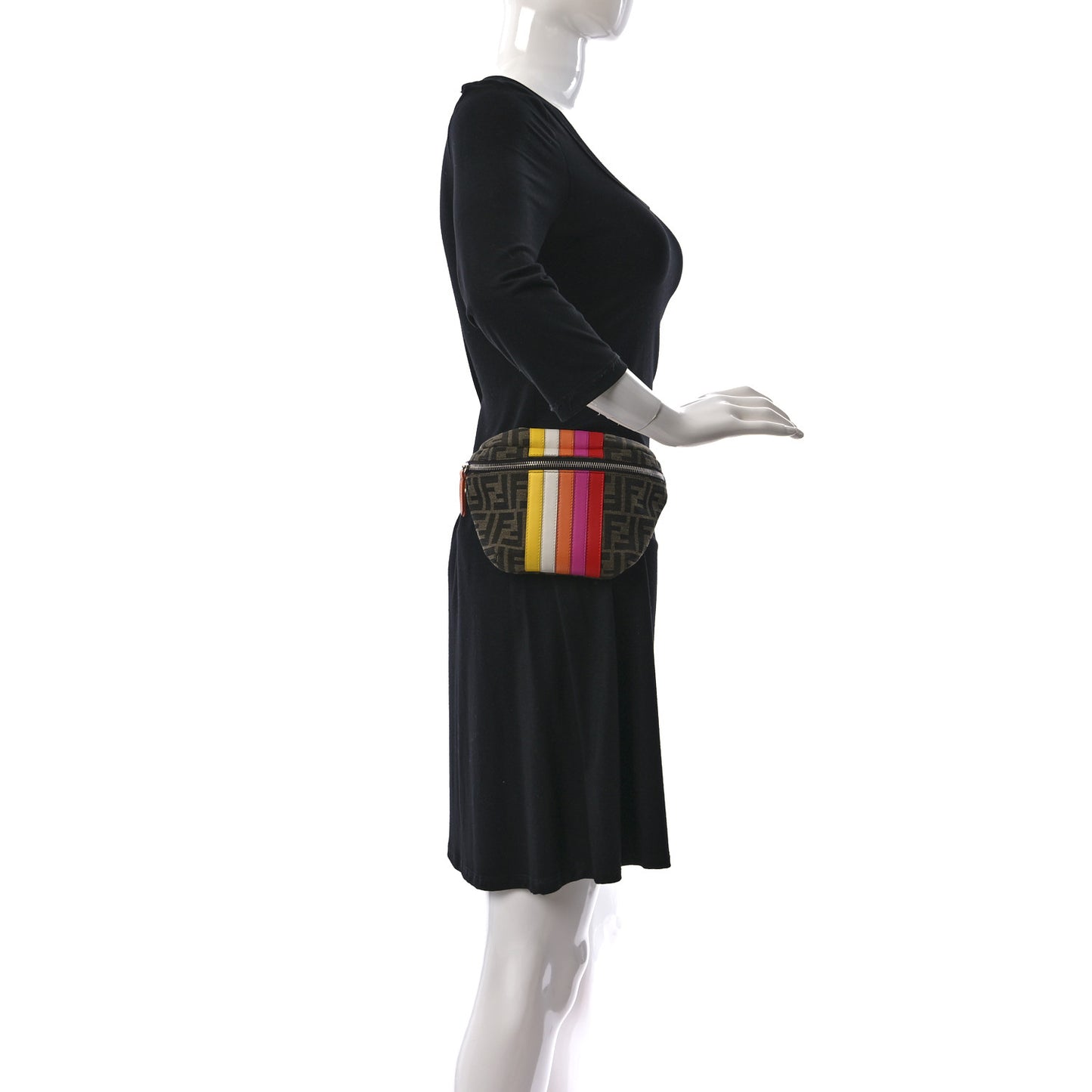 Fabric Jacquard FF Kids Belt Bag Tobacco Multicolor