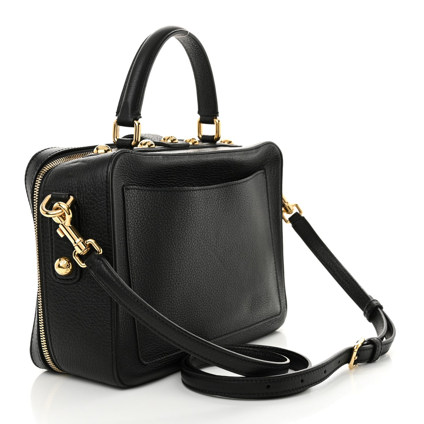 Drummed Calfskin Rosaria Shoulder Bag Black