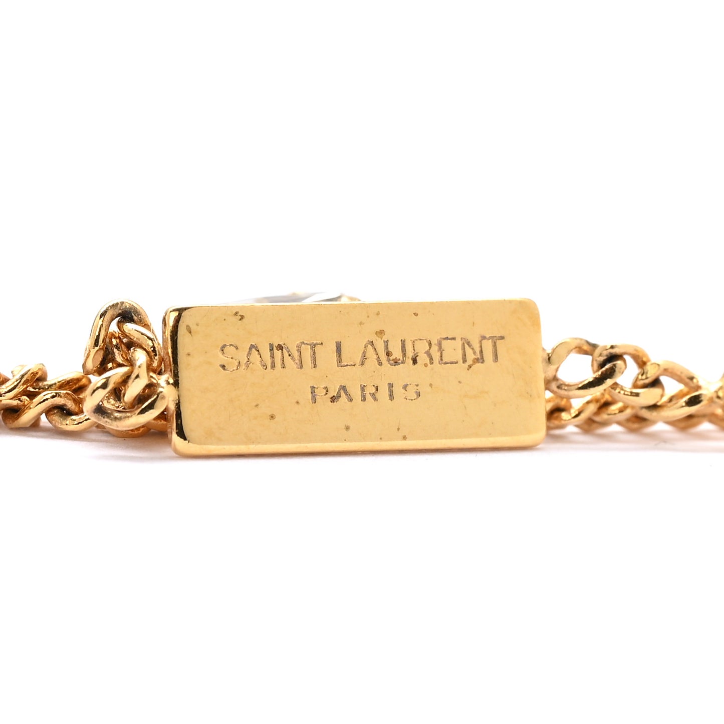 Brass Crystal Cassandre Heart Charm Bracelet Gold