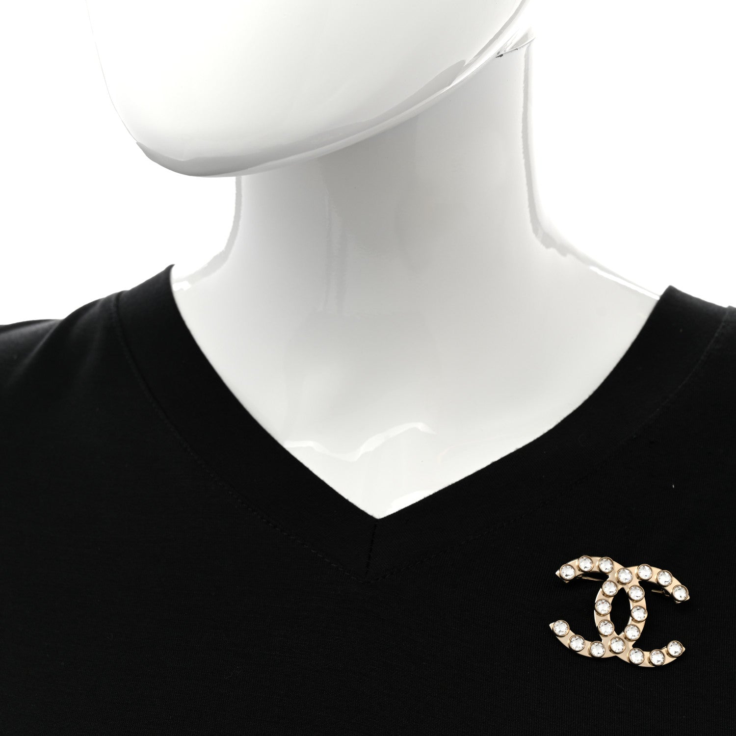 Chanel Crystal CC Brooch Gold 2 of 8