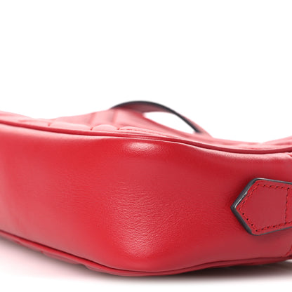 Gucci Calfskin Matelasse Mini GG Marmont Chain Shoulder Bag Hibiscus Red 10 of 10