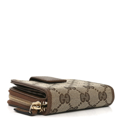 Gucci Monogram Dollar Calfskin Zip Around French Wallet Beige Ebony Tabacco 3 of 8