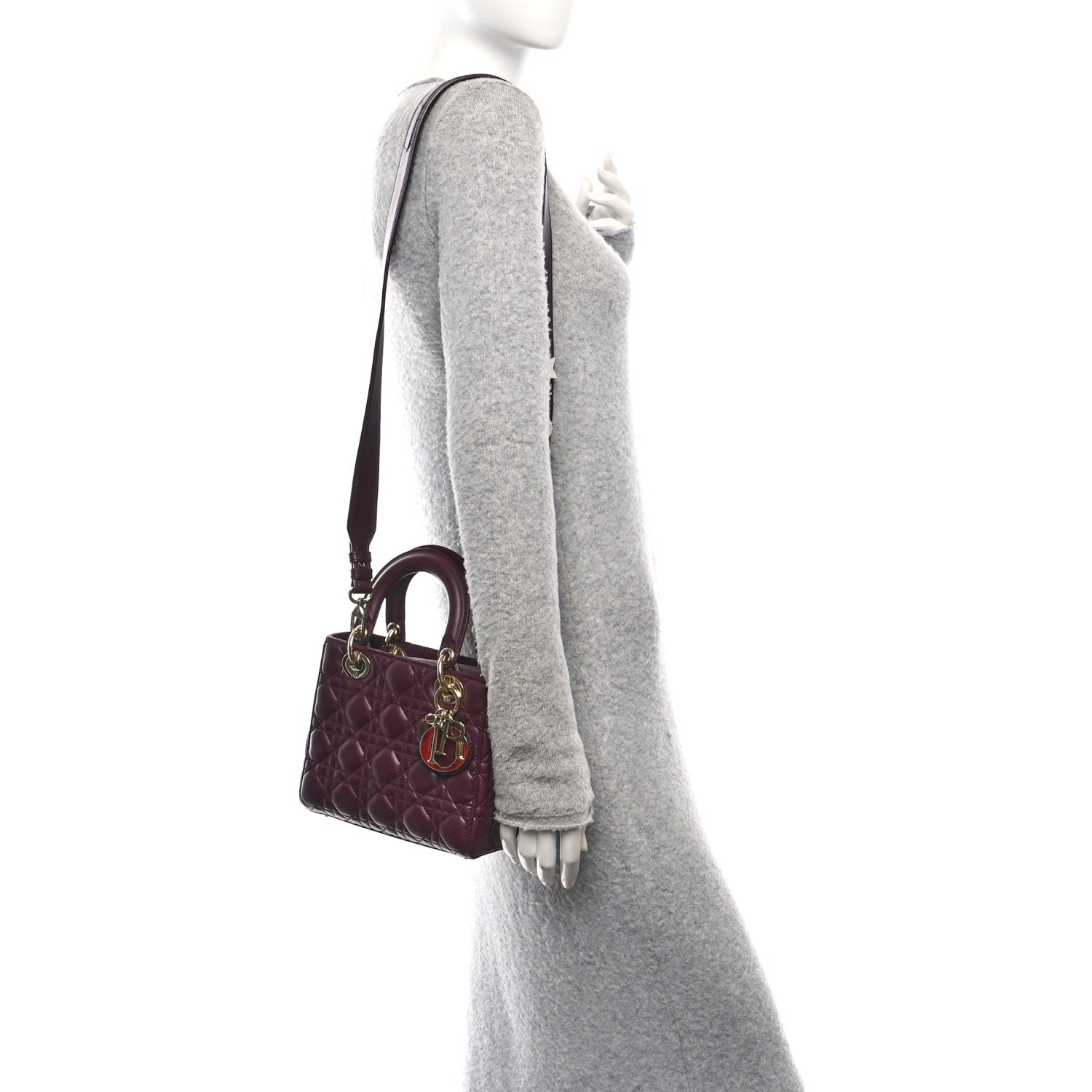 Christian Dior Lambskin Cannage Small Lucky Badges My Lady Dior Burgundy 2 of 11